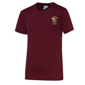 Abbey Primary Burgundy PE T-Shirt w/Logo