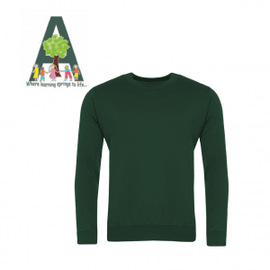 Avenue Primary Forest Green Crew Neck Sweatshirt w/Logo