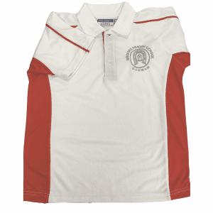 Brooke Priory White/Red Sports Polo Shirt w/Logo