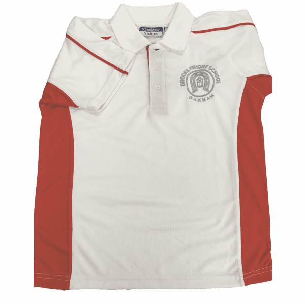 Brooke Priory White/Red Sports Polo Shirt w/Logo
