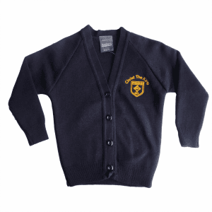 Christ the King Navy Knitted Cardigan w/Logo