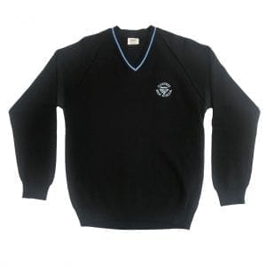 Gartree High School Black/Sky Trimmed V-Neck Pullover w/Logo