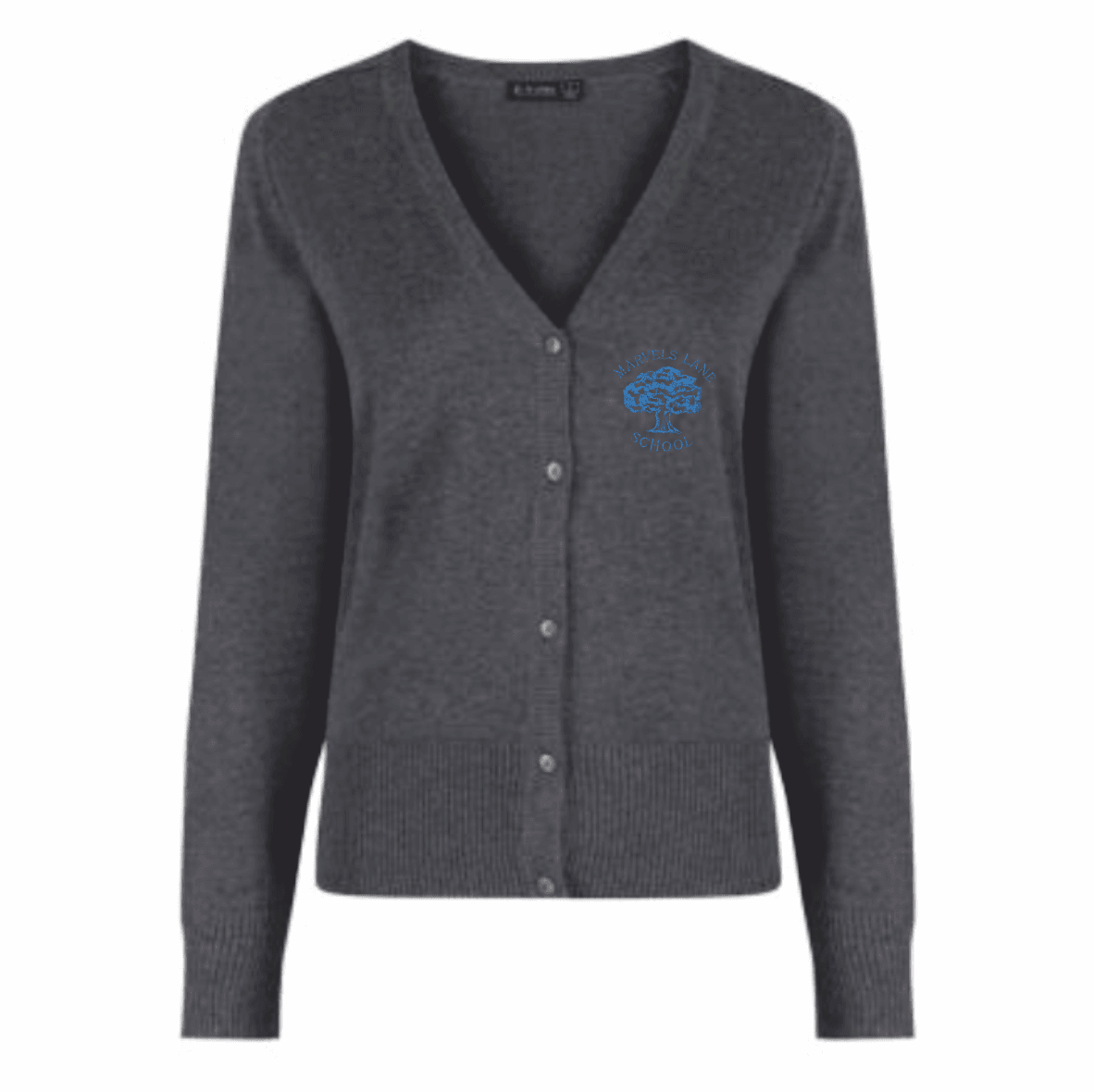 Marvels Lane Grey Knitted Cardigan w/Logo - Schoolwear Solutions