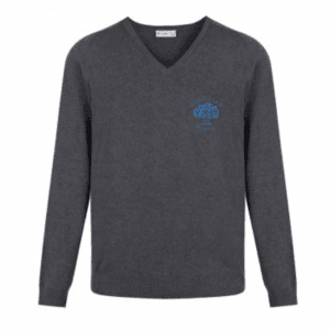 Marvels Lane Grey Knitted V-Neck Pullover w/Logo