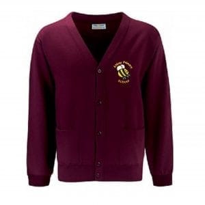 Abbey Primary Girls Burgundy Cardigan w/Logo