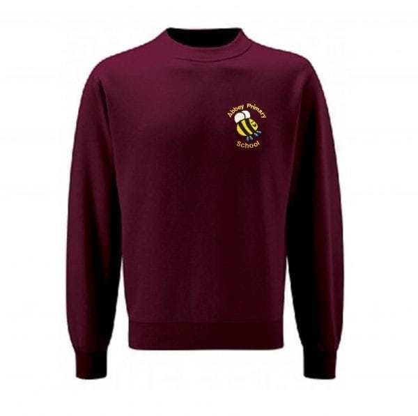 Abbey Primary Burgundy Crew Neck Sweatshirt w/Logo