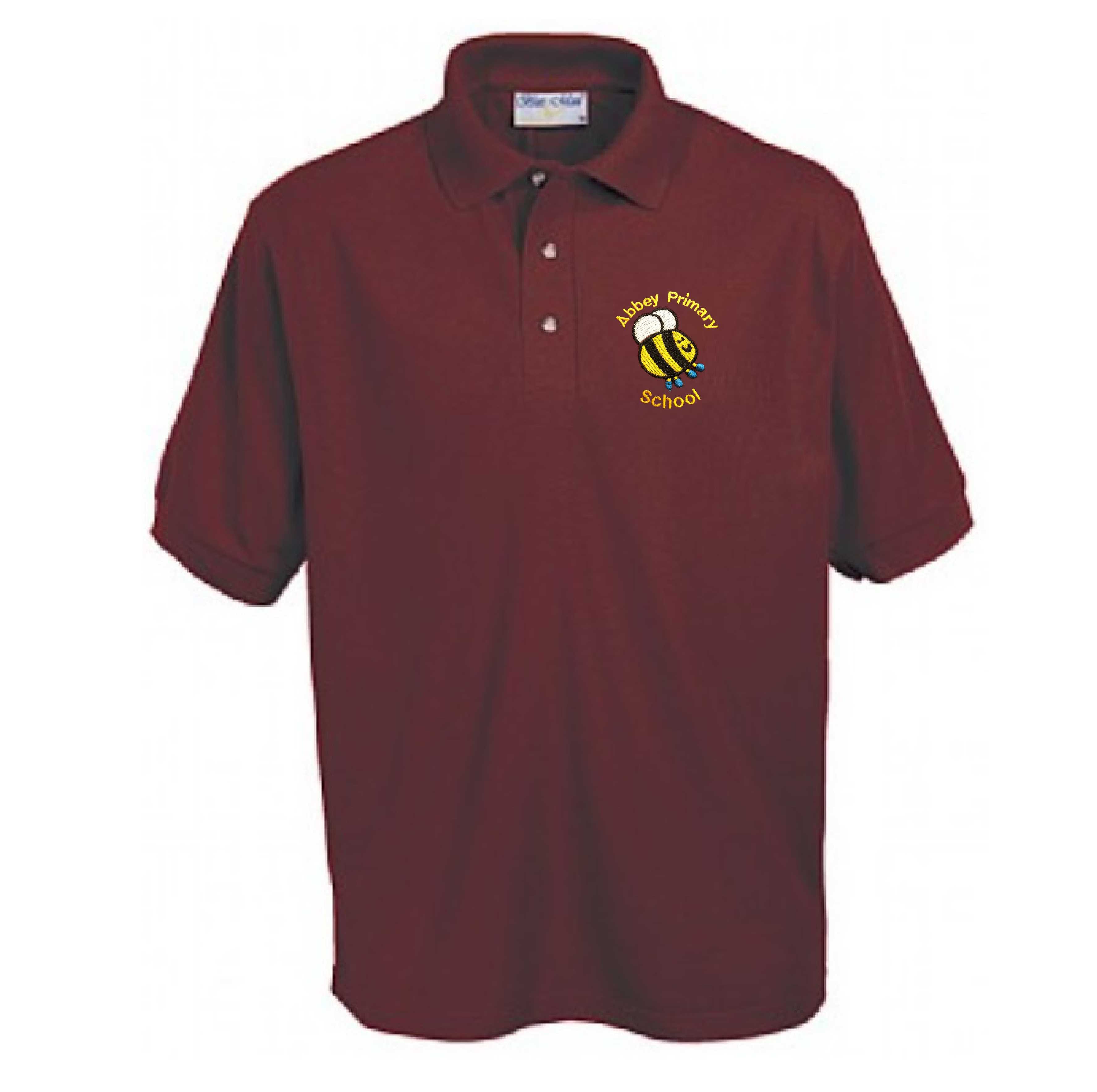 Abbey Primary Burgundy Polo Shirt w/Logo - Schoolwear Solutions