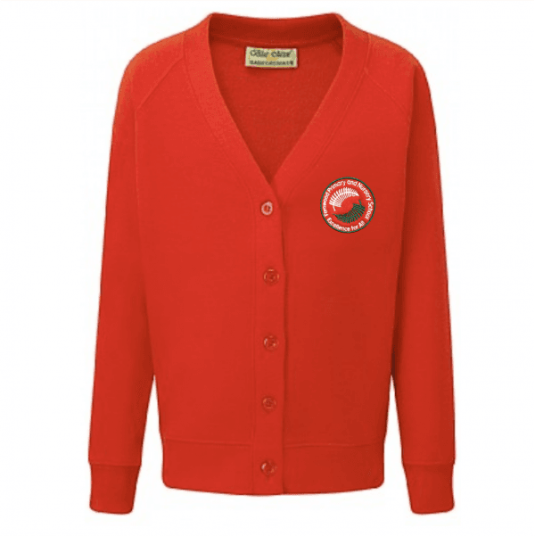 Fernwood Scarlet Red Cardigan w/Logo