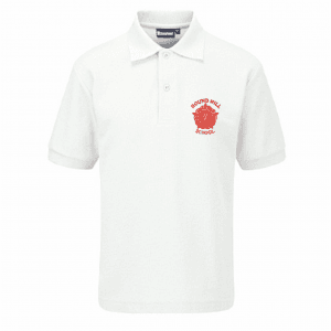 Round Hill Primary School White Polo Shirt w/Red Logo