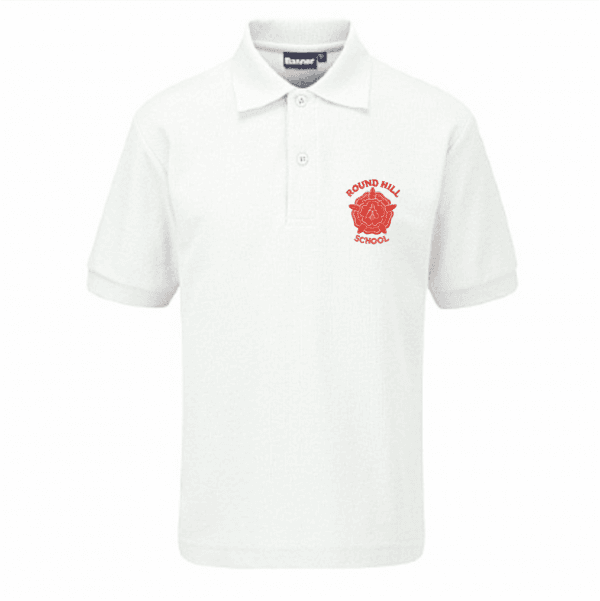 Round Hill Primary School White Polo Shirt w/Red Logo