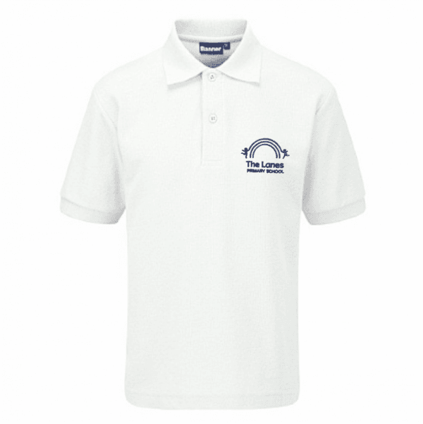 The Lanes Sapphire White Polo Shirt w/Logo