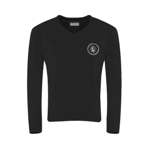 Derby Moor Spencer Academy Black Vee Neck Sweatshirt w/Logo