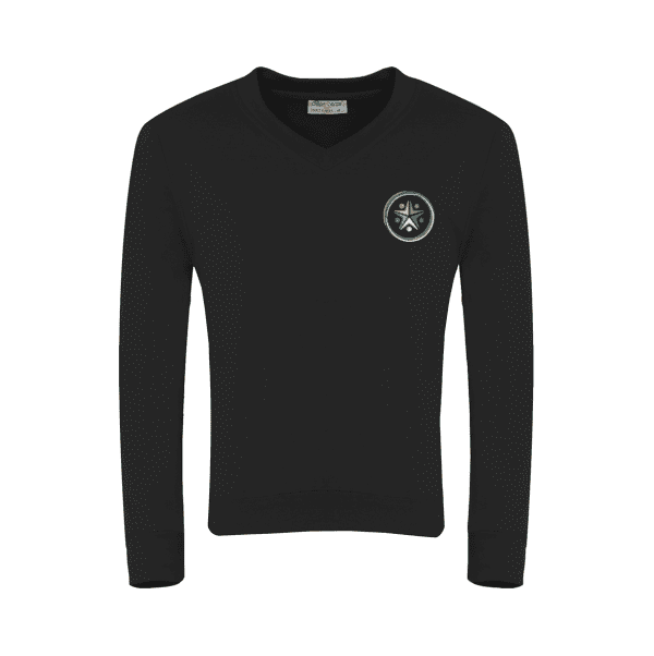Derby Moor Spencer Academy Black Vee Neck Sweatshirt w/Logo