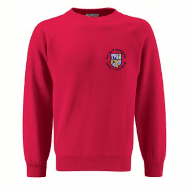 Our Lady Scarlet Crew Neck Sweatshirt w/Logo