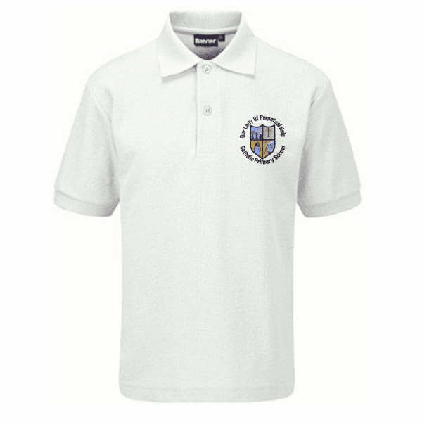 Our Lady White Polo Shirt w/Logo