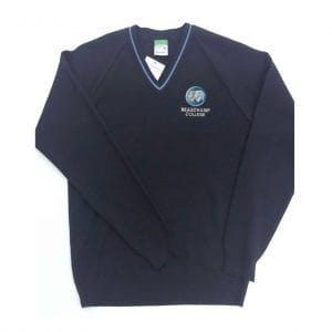 Beauchamp College Navy/Sky Trimmed Pullover w/Logo