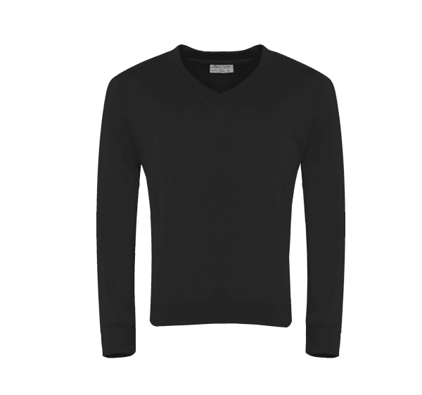 St Werburgh's Vee Neck Sweatshirt Black w/Logo