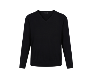 Unisex Black Cotton V-Neck Pullover