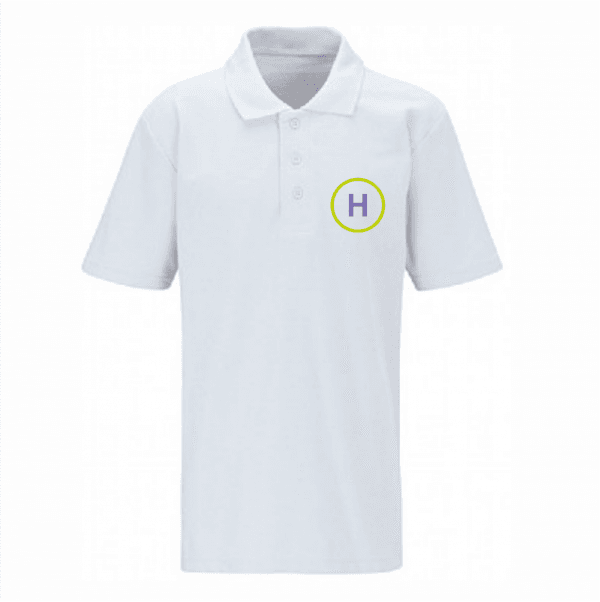 Heathfield White P.E Polo Shirt w/Logo