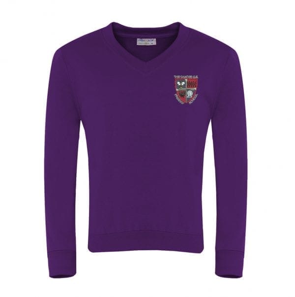 The Canons C of E Primary School V Neck Sweatshirt w/Logo- Red