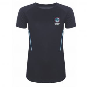 Chilwell School Girls Navy/Sky Short Sleeved Sports Top