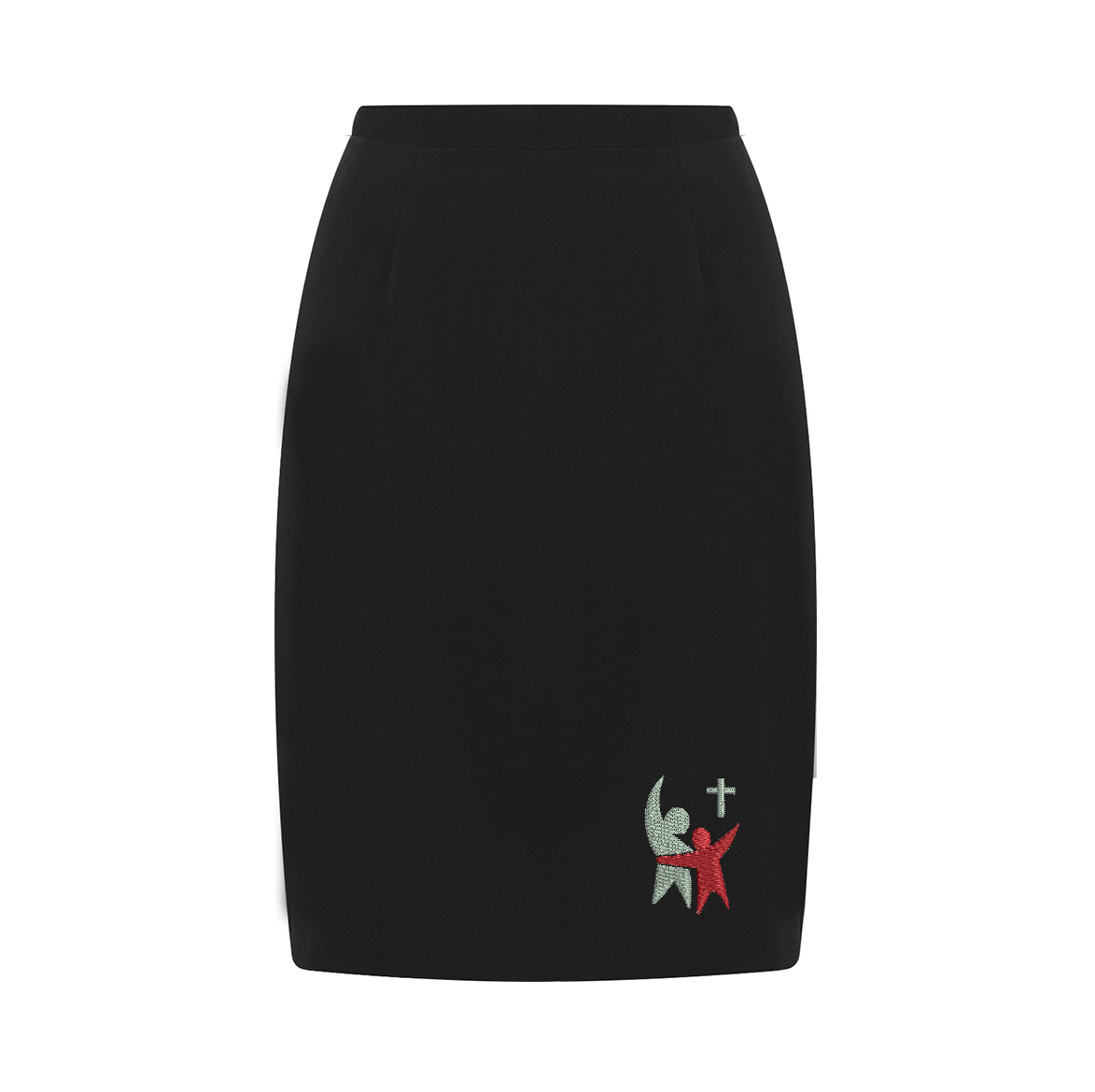 Samworth Church Girls Pleated Blk Skirt w/Logo - Schoolwear Solutions