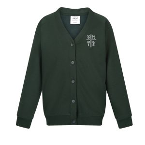The Curzon Girls Bottle Green Cardigan w/Logo