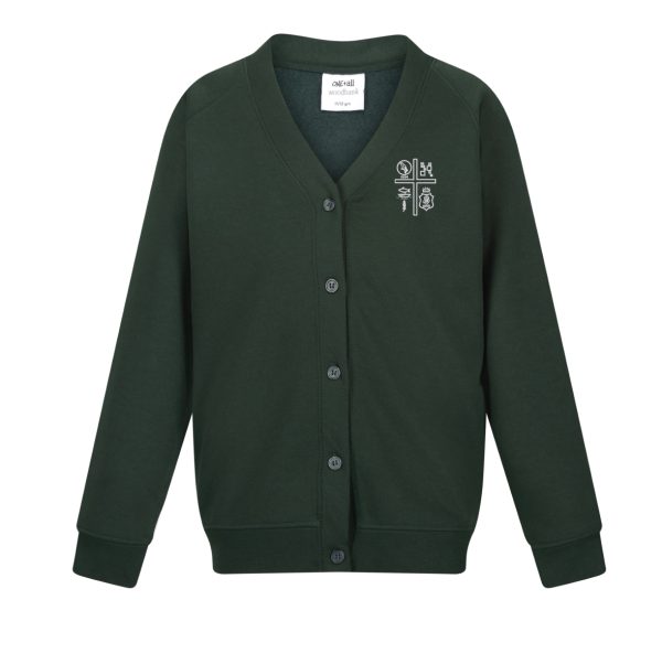 The Curzon Girls Bottle Green Cardigan w/Logo