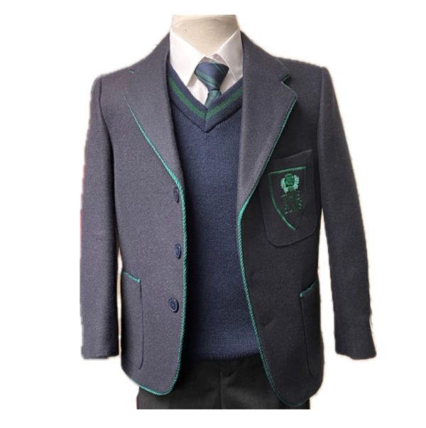 Boys Navy Wool Blazer With Badge