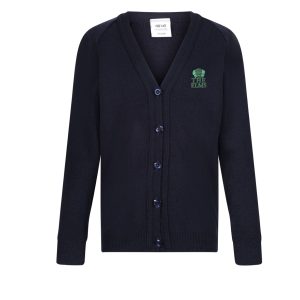 Girls Cardigan Navy V Neck With Logo