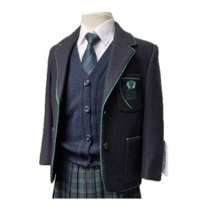 Girls Navy Wool Blazer With Badge