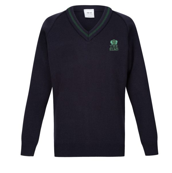 Navy V Neck Pullover With Badge