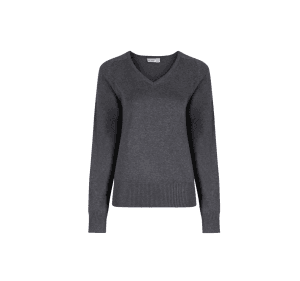 Girls Grey Cotton V-Neck Pullover