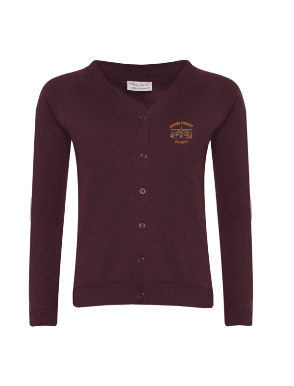 Grange Primary Cardigan Maroon w/Logo