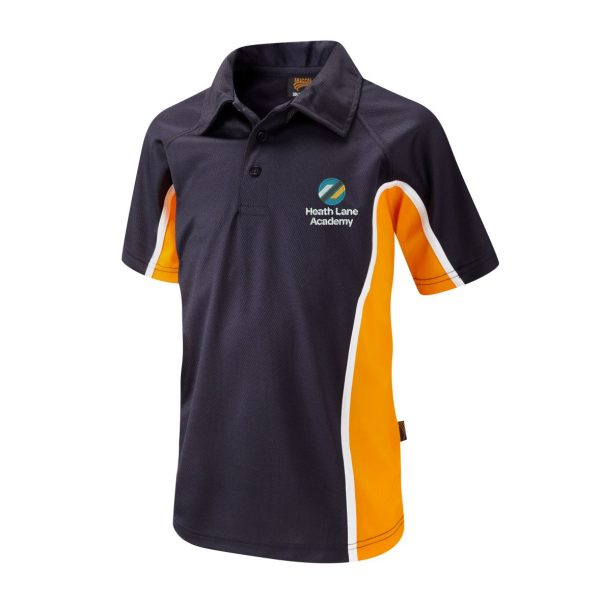 Heath Lane Academy Unisex Polo Shirt Navy/Amber w/Logo