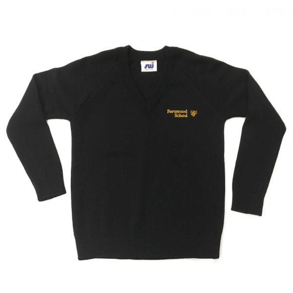 Fernwood School Black V-Neck Pullover w/Logo