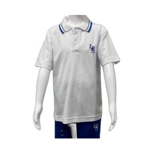 Leicester Prep Polo Shirt White/Blue w/Logo