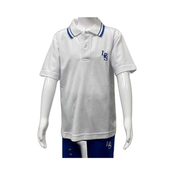 Leicester Prep Polo Shirt White/Blue w/Logo