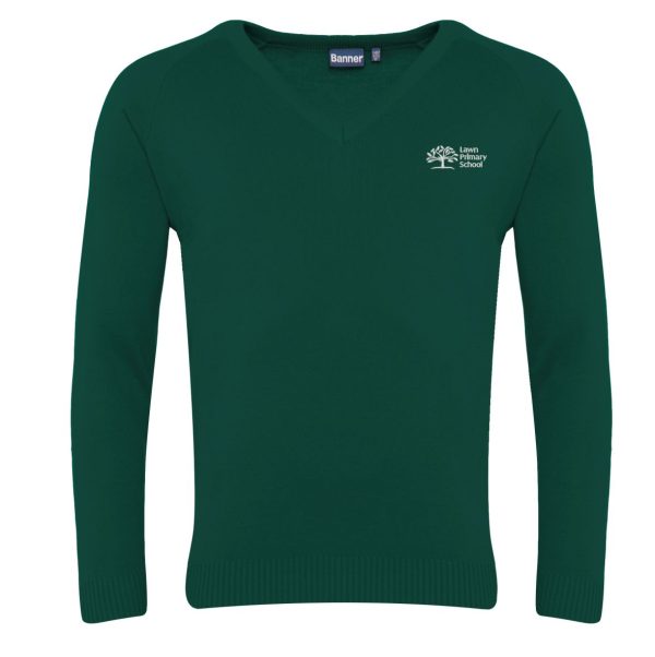 Lawn Primary Knitted V Neck Pullover w/Logo