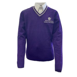 Nottingham Girls Academy KS3 Purple Trimmed Fitted Pullover w/Logo