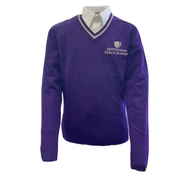 Nottingham Girls Academy KS3 Purple Trimmed Fitted Pullover w/Logo