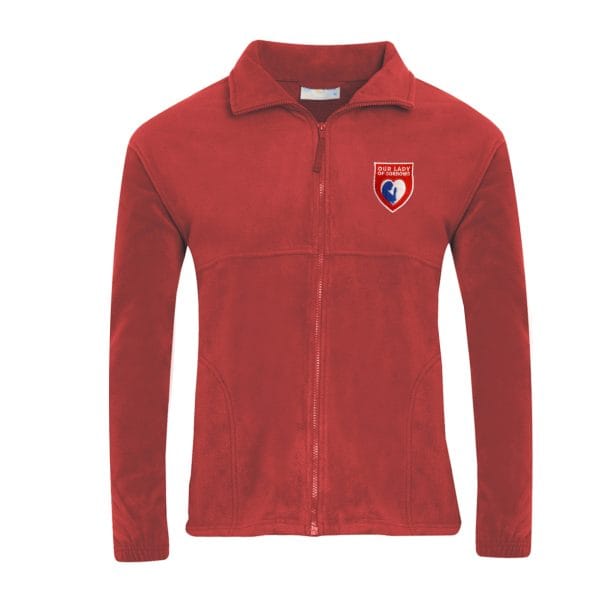 Our Lady of Sorrows Red Fleece Jacket w/Logo