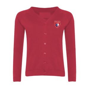 Our Lady of Sorrows Red Cardigan w/Logo
