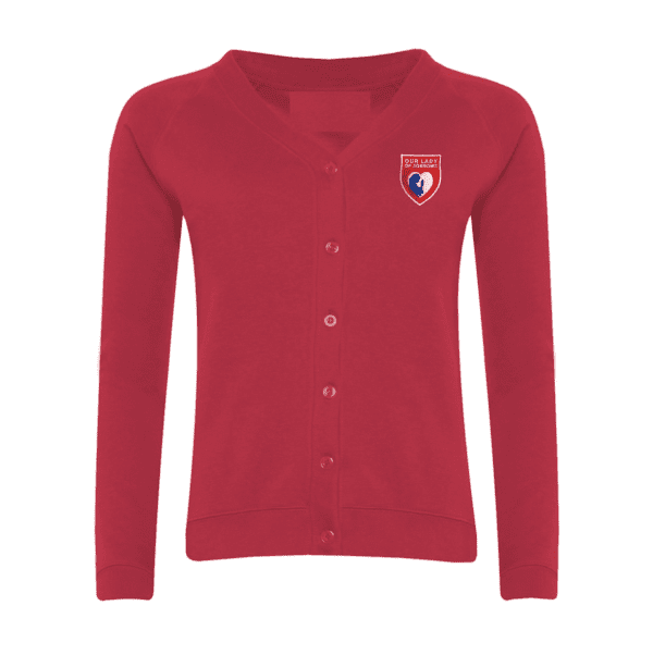 Our Lady of Sorrows Red Cardigan w/Logo