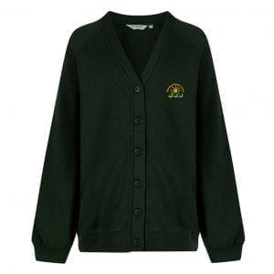 Outwoods Primary Forest Green Girls Cardigan w/Logo