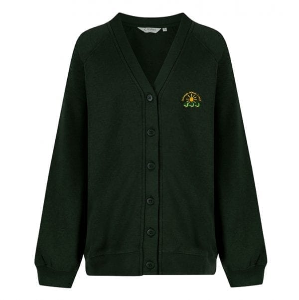 Outwoods Primary Forest Green Girls Cardigan w/Logo