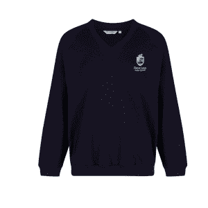 Race Leys Navy Vee Neck Sweatshirt w/Logo