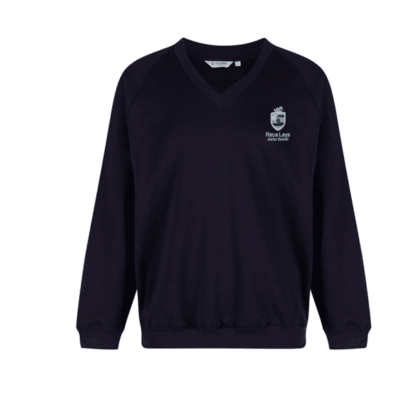 Race Leys Navy Vee Neck Sweatshirt w/Logo