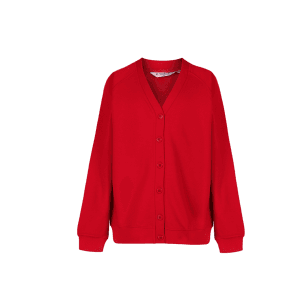 All Hallows Red Cardigan w/Logo