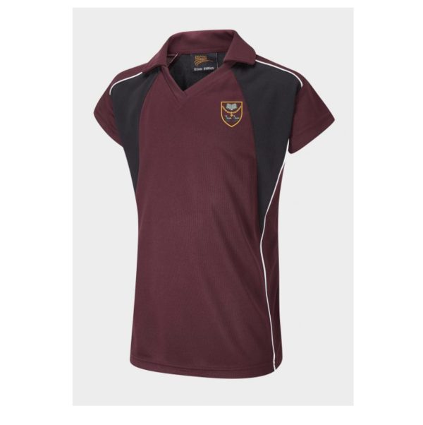 St Thomas More Mrn/Blk P.E. Girls Polo Shirt w/Logo